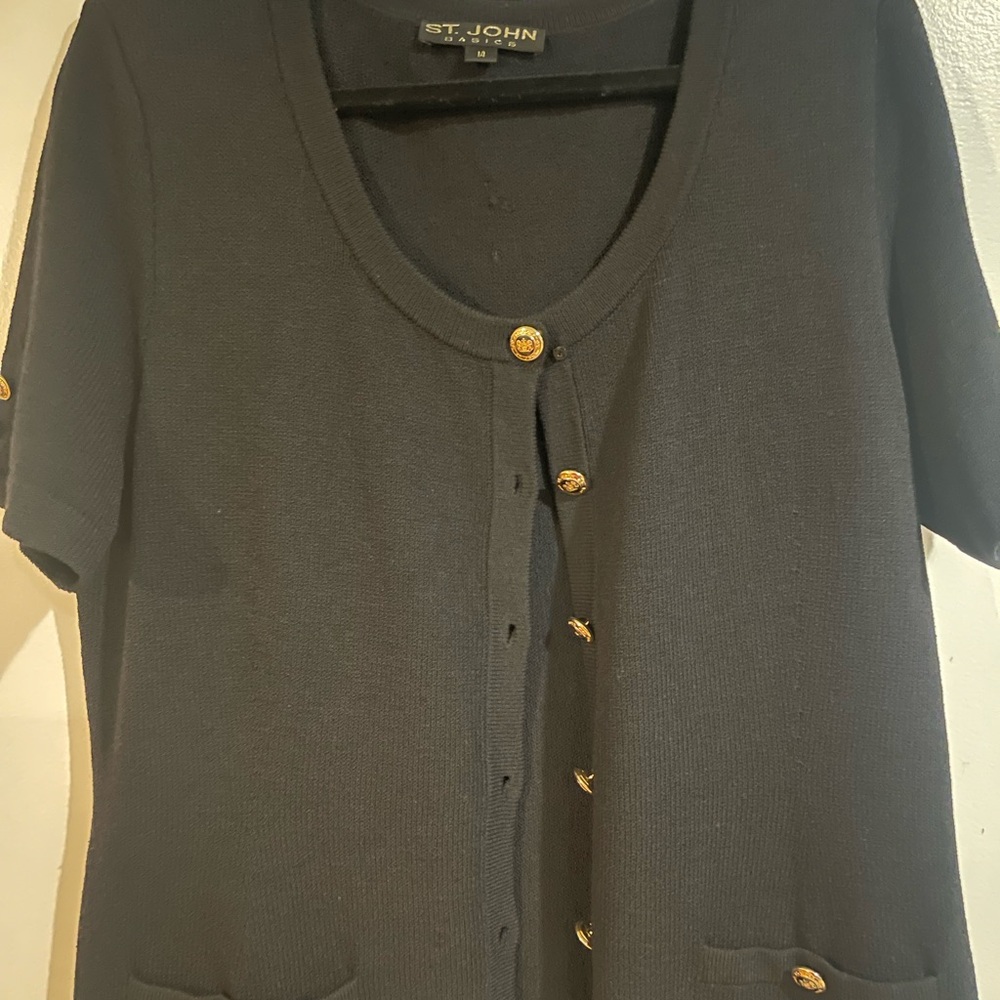 St. John Dark Cardigan with Gold Accents